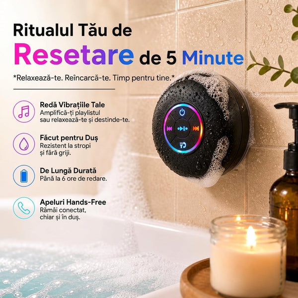Boxă Portabilă pentru Duș cu LED
